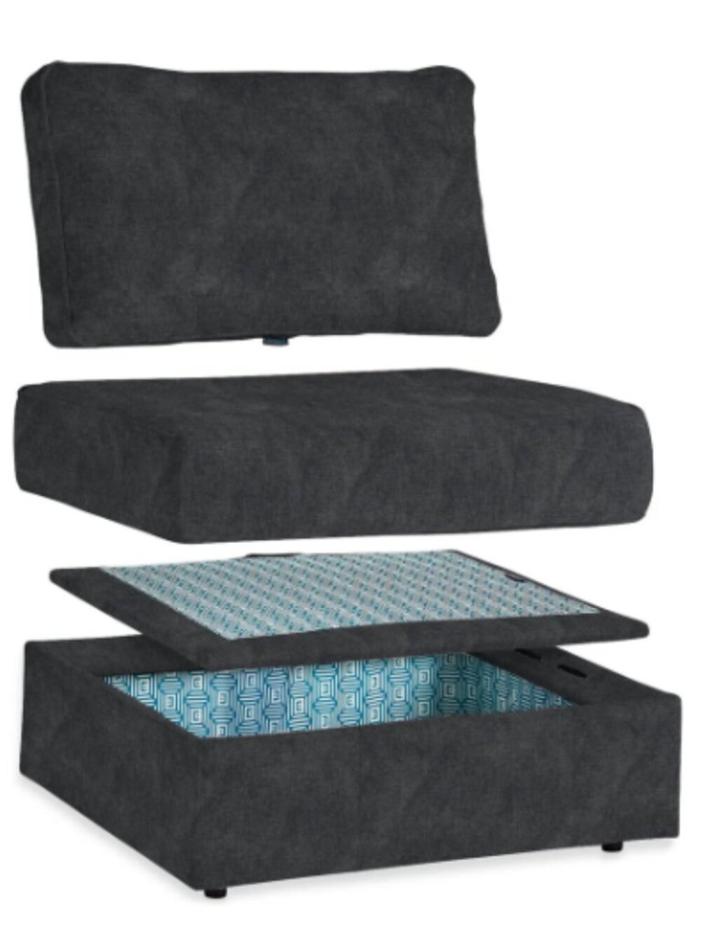 Lovesac Storage Seat Cover Set: Charcoal Grey Corded Velvet